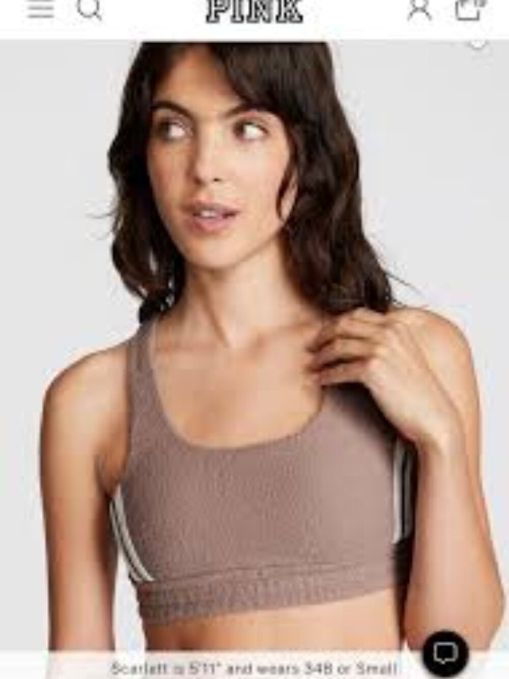 NWT Victoria’s Secret PINK Reverse Fleece Lounge Sports Bra - Iced Coffee M